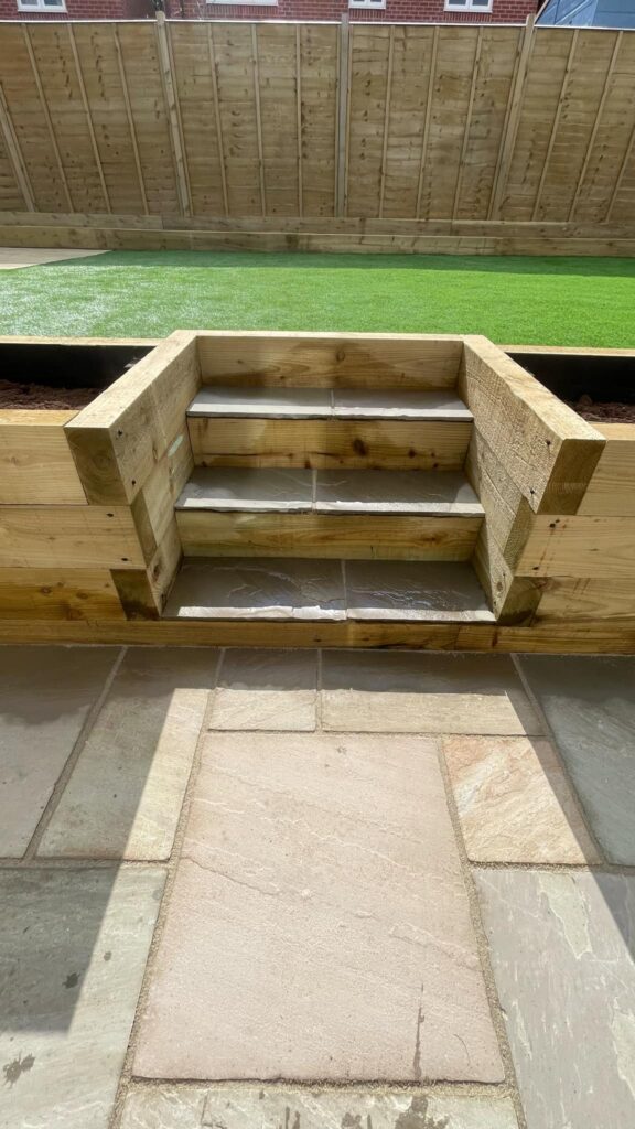 Landscaped garden stairs