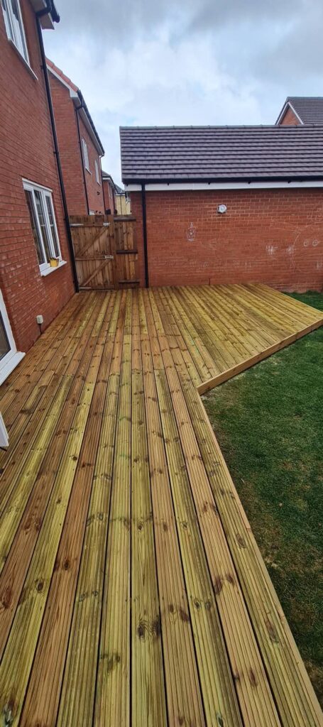 Landscaped garden decking